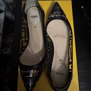 Fendi Black and Gold Geometric Heels